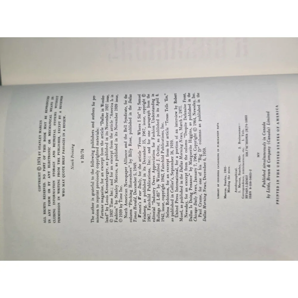 SIGNED Minding the Store Stanley Marcus 1974 Hardcover Inscribed‎ IBM Interest